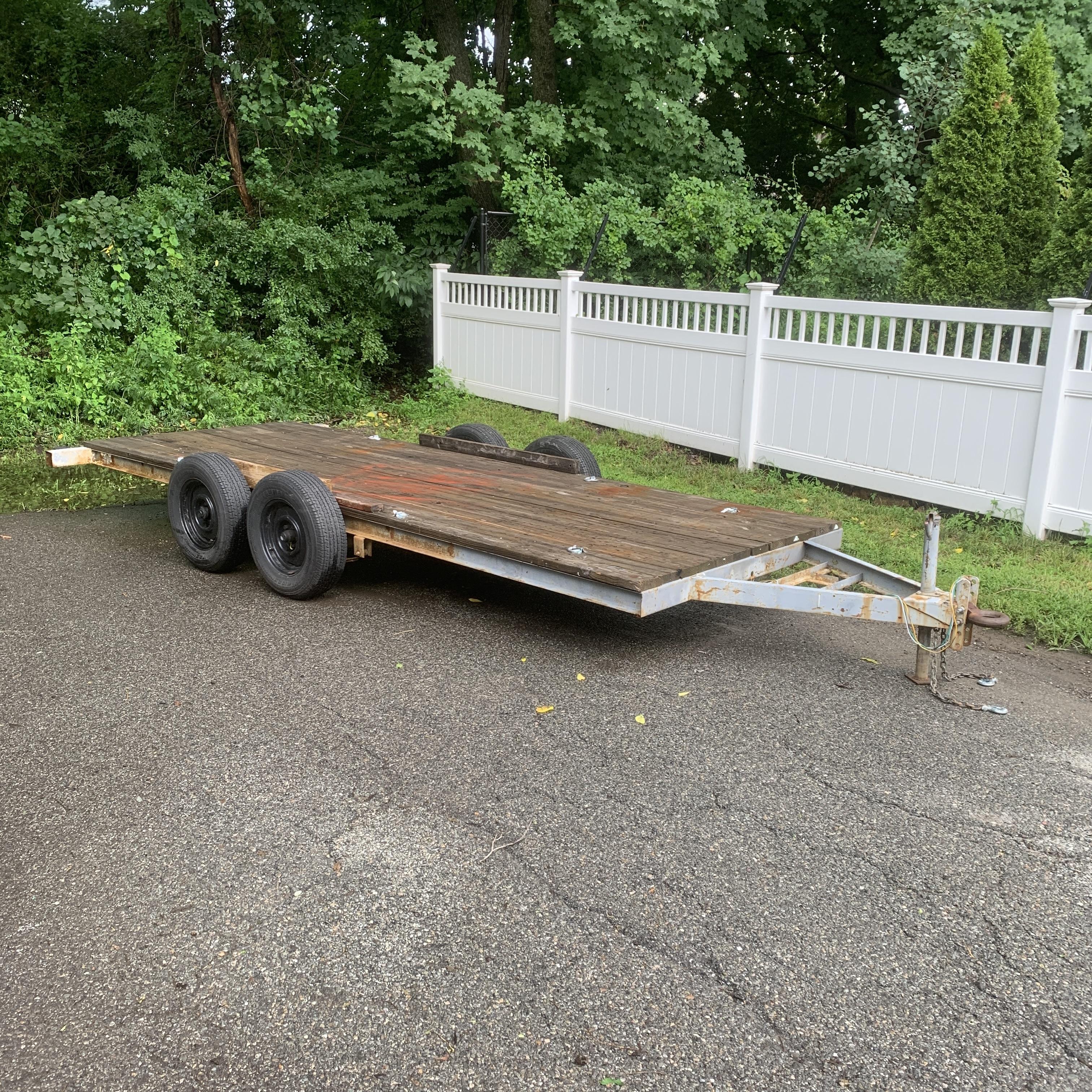 16x5.5ft Flatbed Tandem Axle Trailer Wood Floor Boards NJ Registration Rental