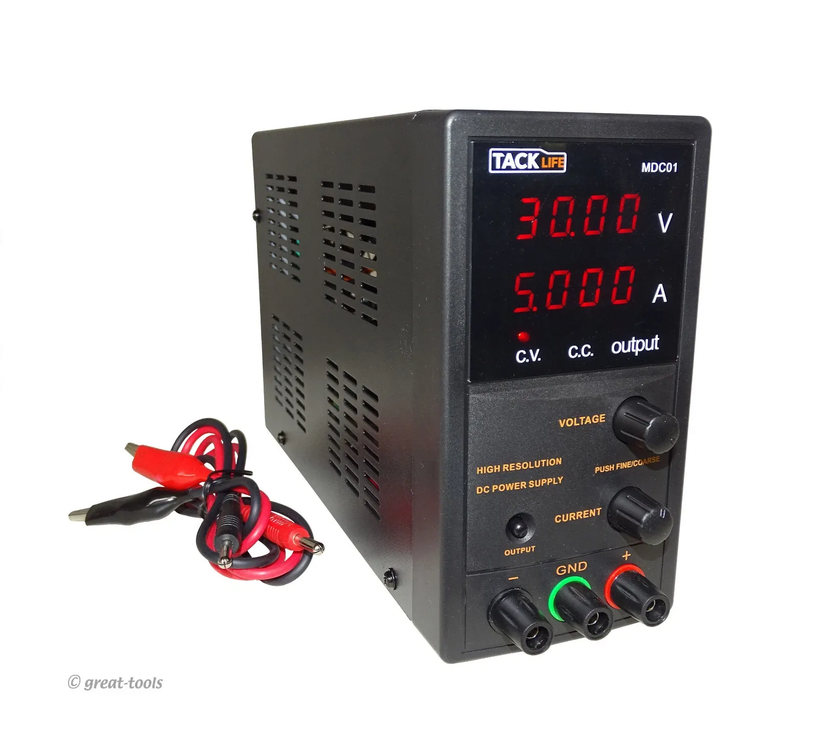 VARIABLE POWER SUPPLY – 0-30V DC – 5 Amps – course & fine adjustment, TACKLIFE Rental